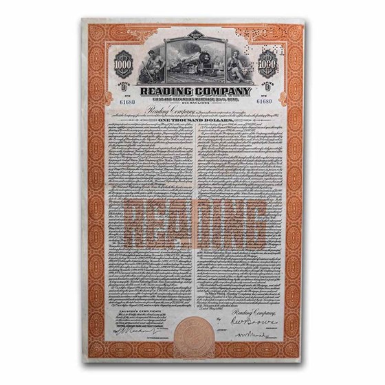 Reading Railroad Bond Certificate Reading Railroad Bond Certificate