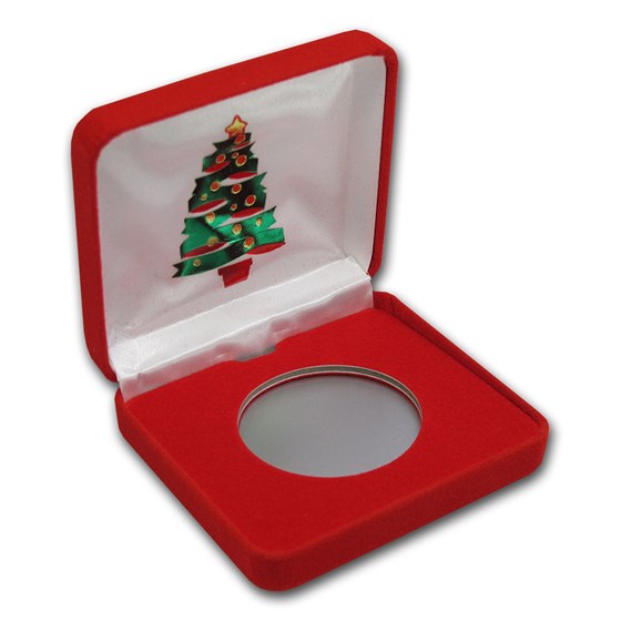 Red Velour Gift Box for Silver Rounds - Christmas Tree Red Velour Gift Box for Silver Rounds - Christmas Tree