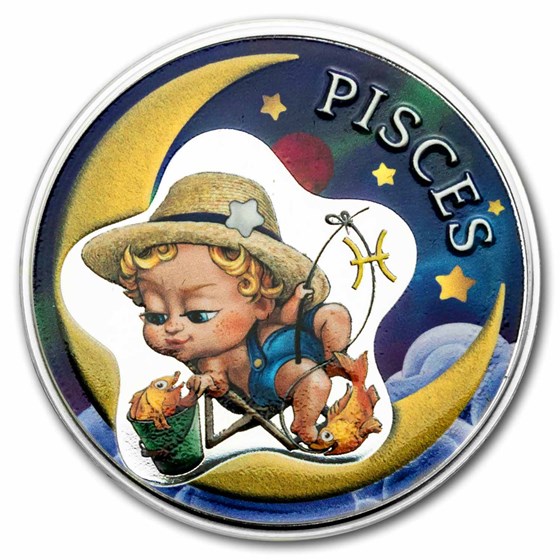 Republic of Ghana 1/2 oz Silver Baby Zodiac: Pisces Republic of Ghana 1/2 oz Silver Baby Zodiac: Pisces