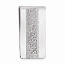 Rhodium-plated Kelly Waters Money Clip with Swirl Pattern Center