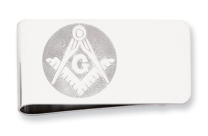 Rhodium Plated Masonic Emblem Money Clip