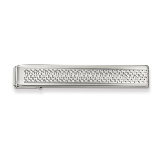 Rhodium-plated Patterned Tie Bar