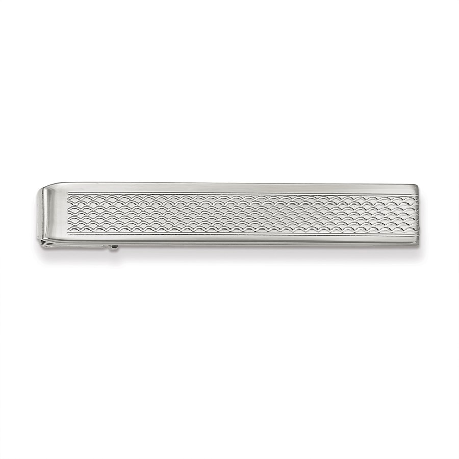 Rhodium-plated Patterned Tie Bar