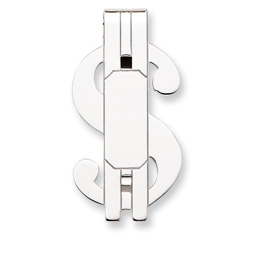 Rhodium-plated Polished Dollar Sign Money Clip