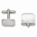 Rhodium-plated Polished Rectangle Cuff Links
