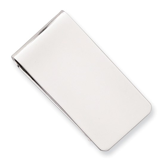 Rhodium Plated Polished Rectangle Money Clip