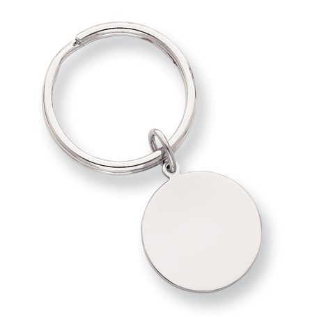 Rhodium-plated Polished Round Key Ring Rhodium-plated Polished Round Key Ring
