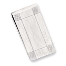 Rhodium Plated Satin Patterned Corner Money Clip
