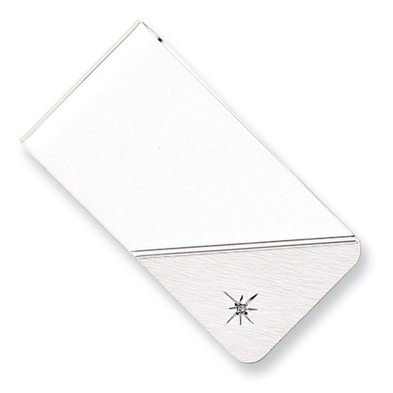 Rhodium-plated Star .01 ct. Diamond Money Clip