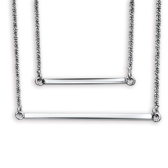 Rhodium Plated Sterling Silver 16" Double Layer Necklace Rhodium Plated Sterling Silver 16" Double Layer Necklace