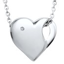 Rhodium Plated Sterling Silver 18" Diamond Heart Pendant Necklace