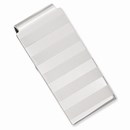 Rhodium-plated Stripes Engraveable Hinged Money Clip