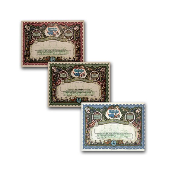 Ringling Brother's Barnum & Bailey (3-Stock Certificates) 1960's Ringling Brother's Barnum & Bailey (3-Stock Certificates) 1960's