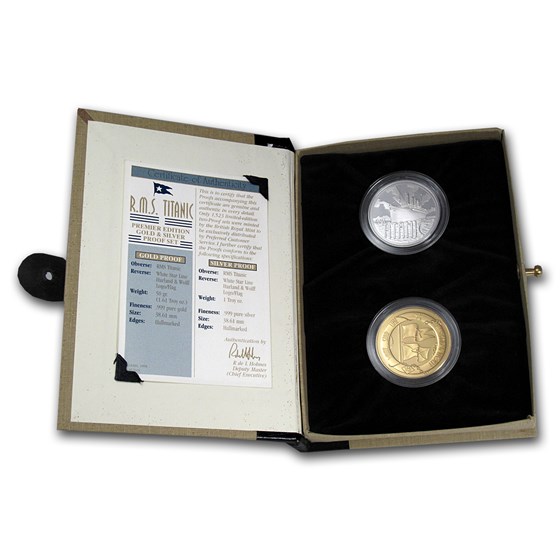 RMS Titanic Gold & Silver Medallion Proof Set (w/Box & COA) RMS Titanic Gold & Silver Medallion Proof Set (w/Box & COA)