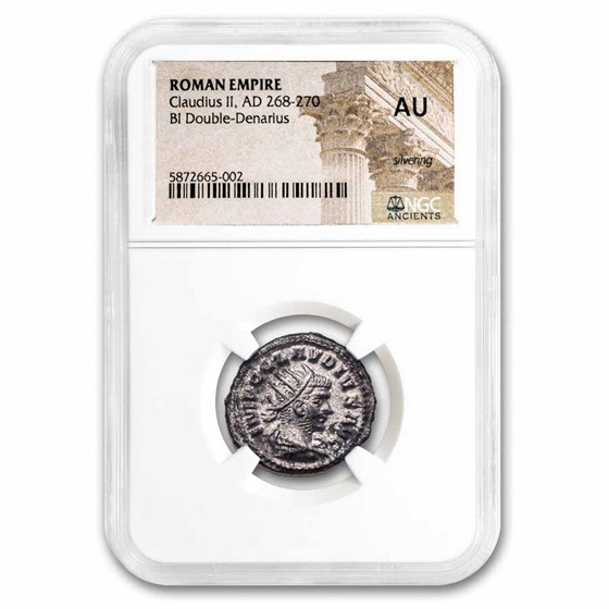 Roma Double Denarius Emperor Claudius II (268-270 AD) AU NGC Roma Double Denarius Emperor Claudius II (268-270 AD) AU NGC