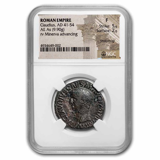 Roman AE As Emperor Claudius (41-54 AD) Fine NGC (RIC I 116) Roman AE As Emperor Claudius (41-54 AD) Fine NGC (RIC I 116)