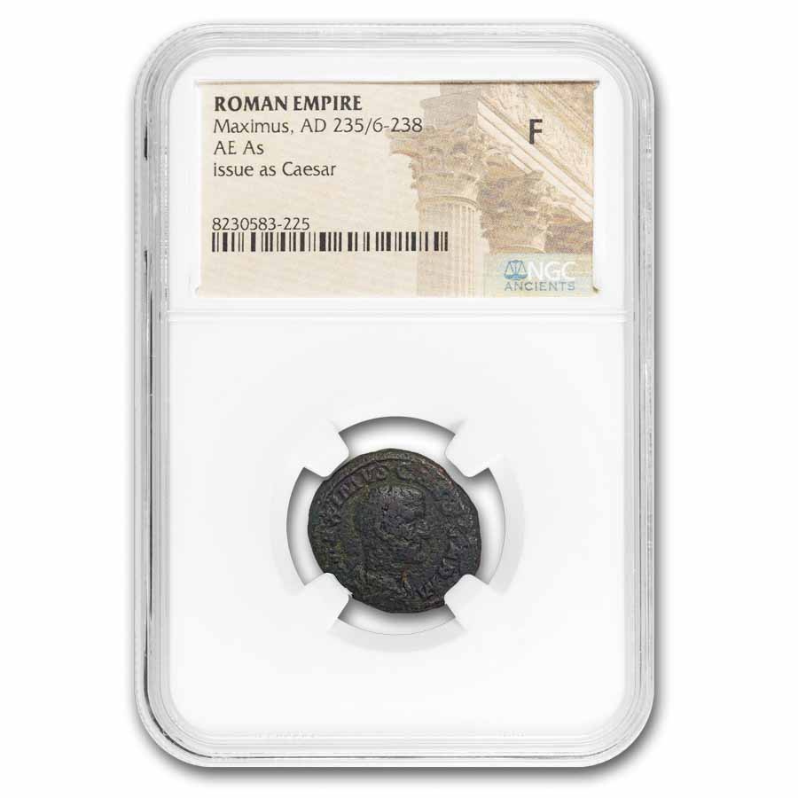 Roman AE As Maximus 235-238 AD F NGC