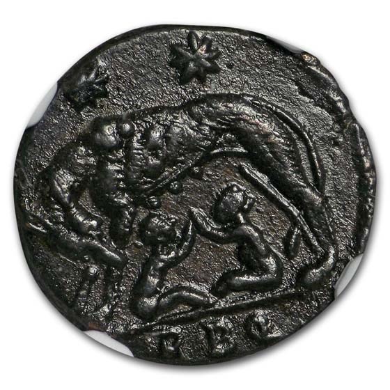 Roman AE Nummus Romulus and Remus (330-340 AD) AU NGC (Vault) Roman AE Nummus Romulus and Remus (330-340 AD) AU NGC (Vault)