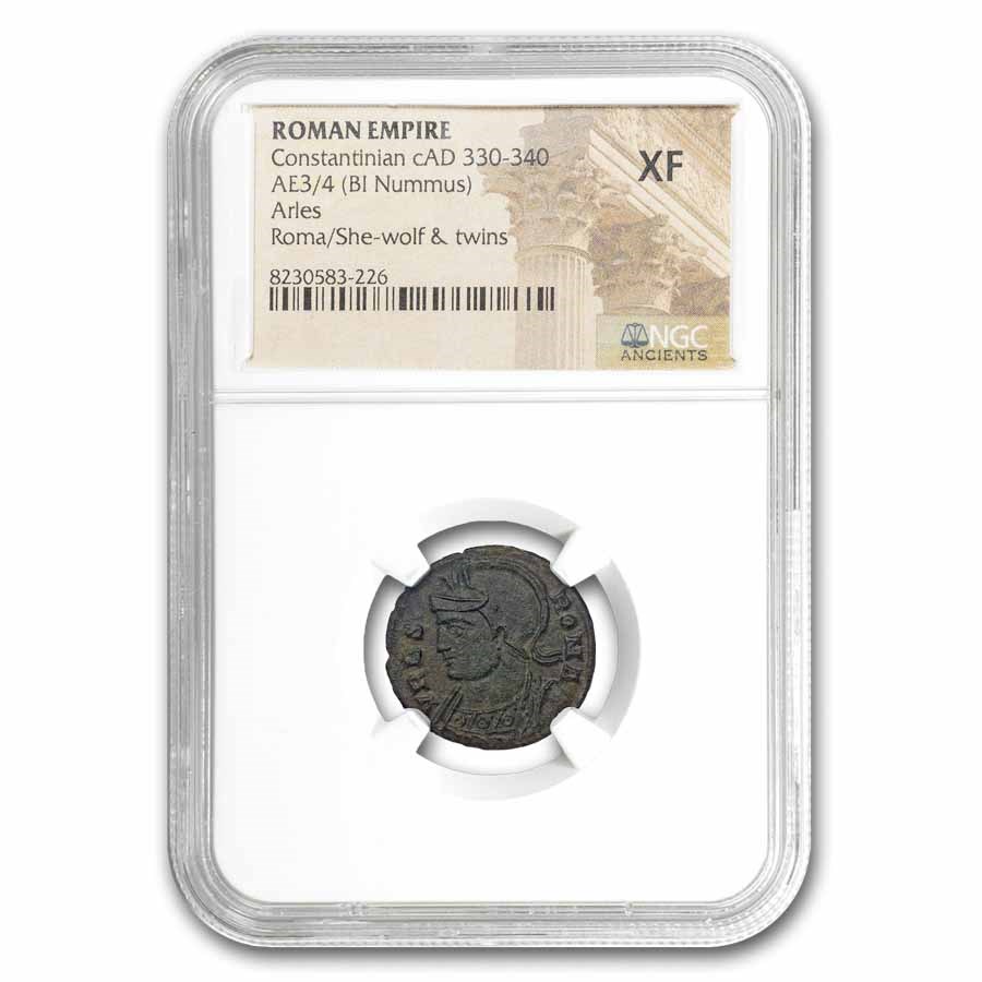 Roman AE3/4 BI Nummus Constantinian (330-340 AD) XF NGC