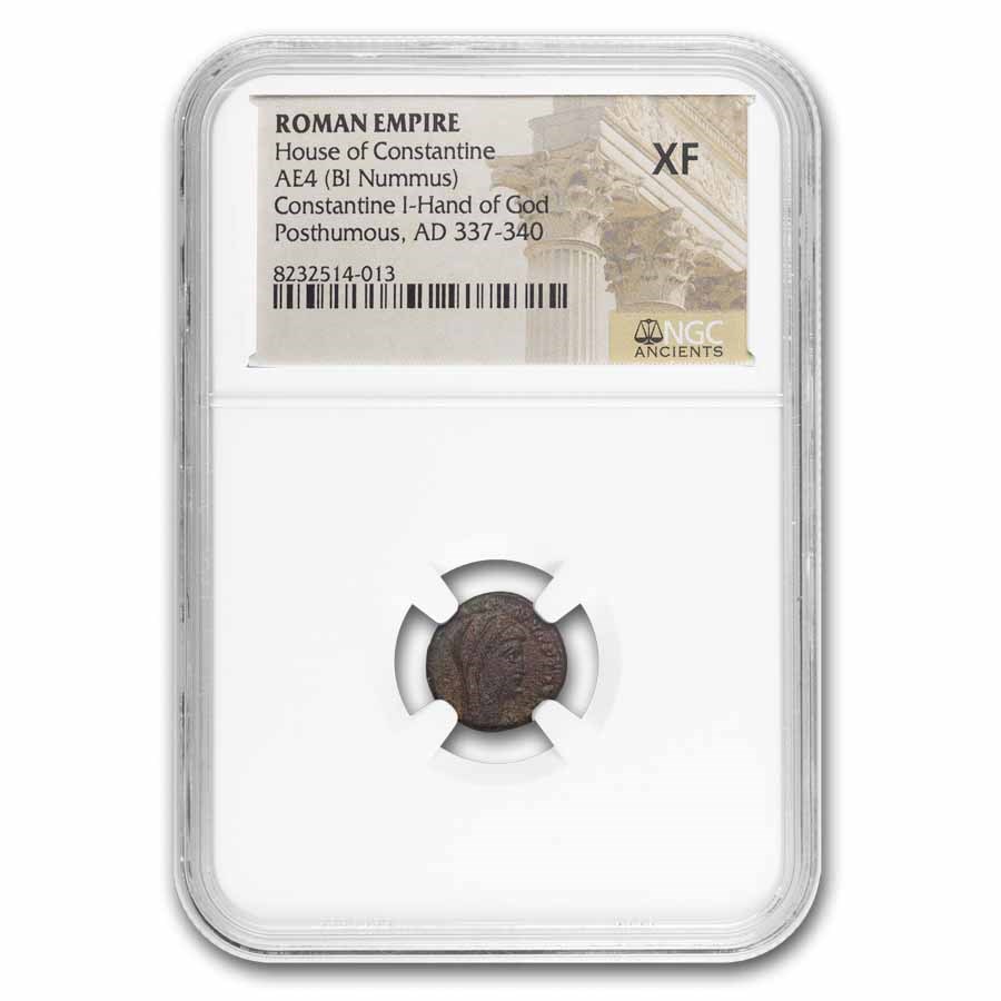 Roman AE4 Bi Nummus Constantine I (307-337 AD) XF NGC