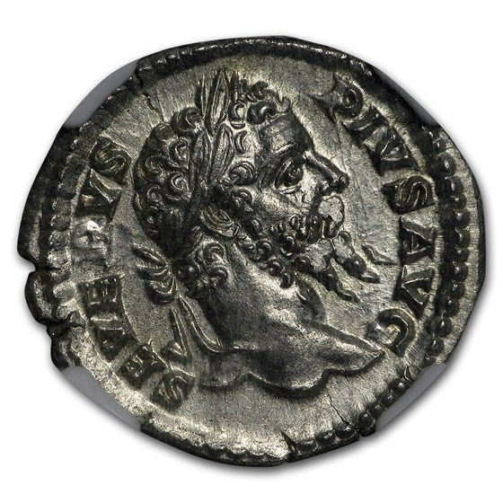 Roman Ag Denarius Septimius Severus/Africa MS NGC (193-211 AD) Roman Ag Denarius Septimius Severus/Africa MS NGC (193-211 AD)