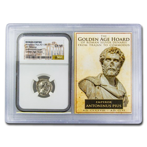 Roman AR Denarius Anton. Pius Ch VF NGC (Golden Age Hoard Vault) Roman AR Denarius Anton. Pius Ch VF NGC (Golden Age Hoard Vault)