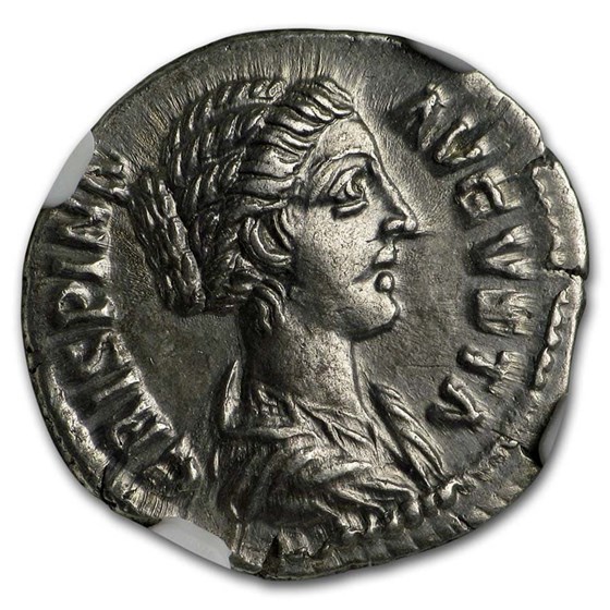 Roman AR Denarius Crispina (177-182/3 AD) Ch AU NGC (RIC III 283) Roman AR Denarius Crispina (177-182/3 AD) Ch AU NGC (RIC III 283)