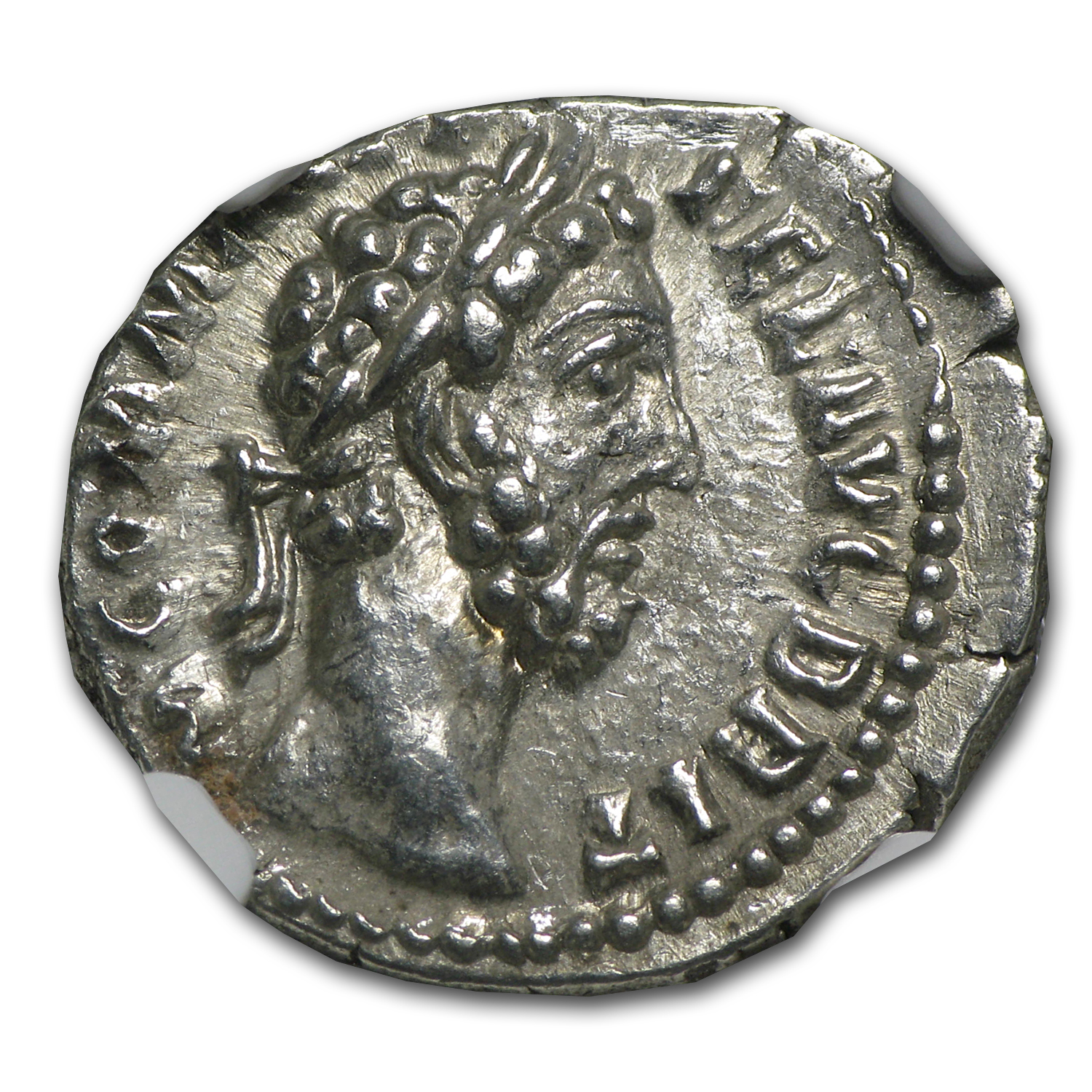 Roman AR Denarius Emperor Commodus 177-192 AD Ch-XF NGC