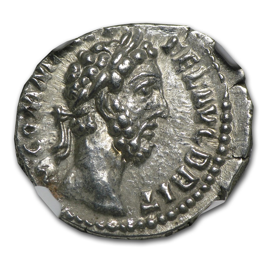 Roman AR Denarius Emperor Commodus (177-192 AD) Ch-XF NGC