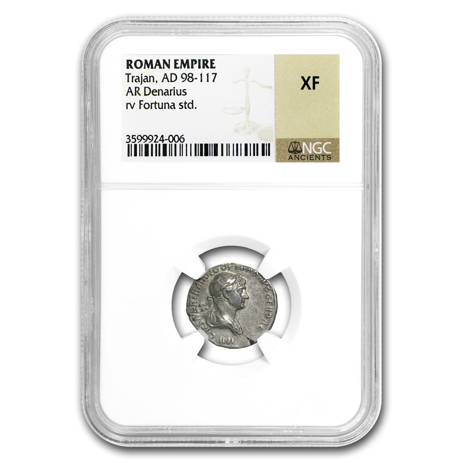 Roman AR Denarius Emperor Trajan (98-117 AD) XF NGC