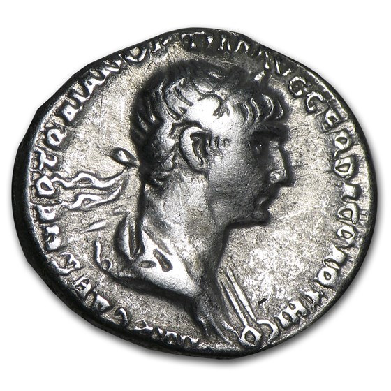 Roman AR Denarius Emperor Trajan VF (98-117 AD) Roman AR Denarius Emperor Trajan VF (98-117 AD)