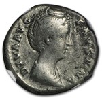 Roman AR Denarius Faustina Sr. (138-140/1 AD) CH Fine NGC