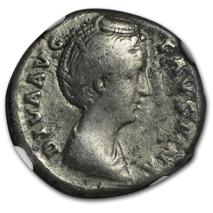 Roman AR Denarius Faustina Sr. (138-140/1 AD) CH Fine NGC