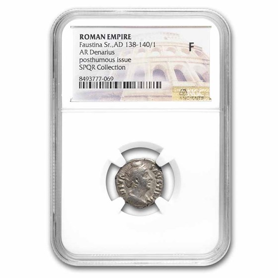 Roman AR Denarius Faustina Sr. (138-140/1 AD) Fine NGC (Random)