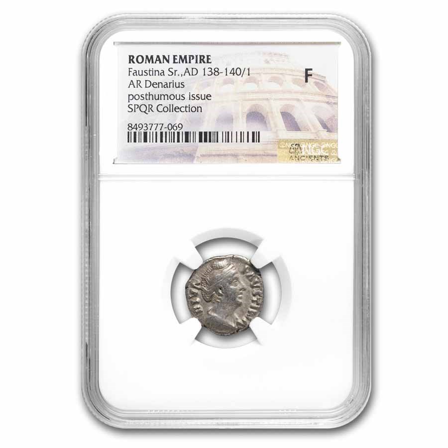 Roman AR Denarius Faustina Sr. (138-140/1 AD) Fine NGC (Random)