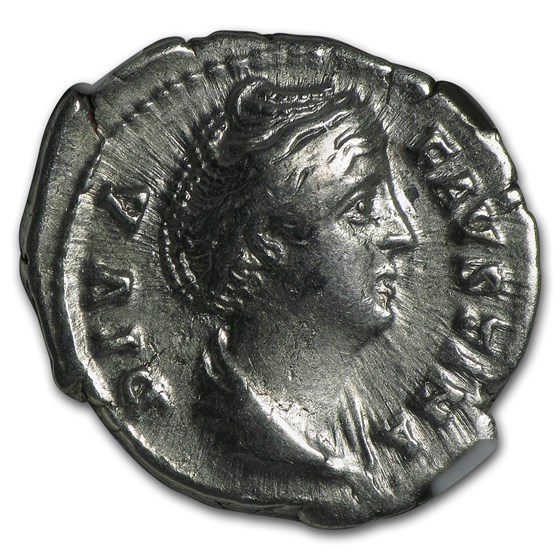 Roman AR Denarius Faustina Sr. (138-140/1 AD) XF NGC (Random)