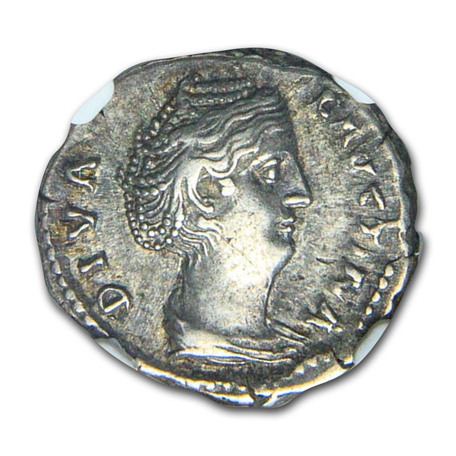 Roman AR Denarius Faustina Sr (138-141 AD) Ch XF NGC (Posthumous)