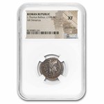 Roman AR Denarius L.T. Balbus (105 BC) XF NGC (Crawford 316/1)