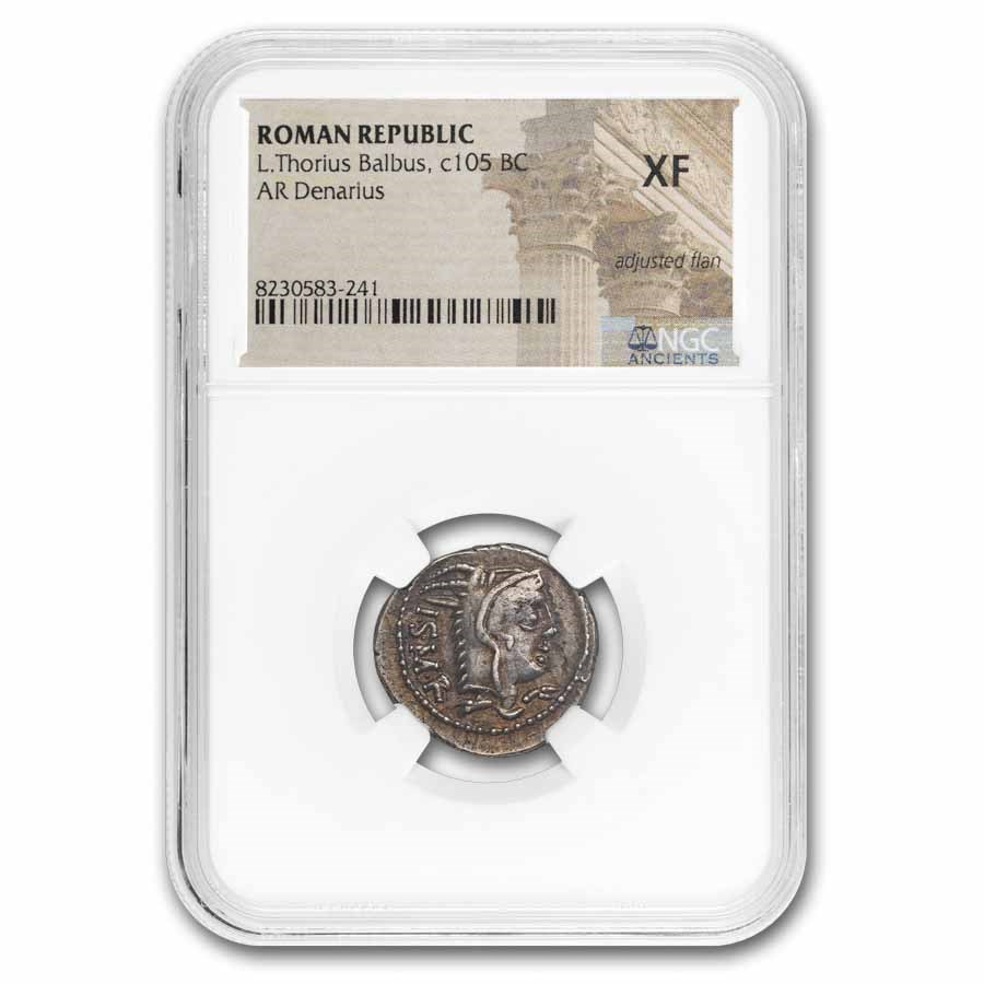 Roman AR Denarius L.T. Balbus (105 BC) XF NGC (Crawford 316/1)