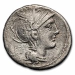 Roman AR Denarius Manc./Pulcher/Urbin. 111-110 BC XF (Cr-299/1a)