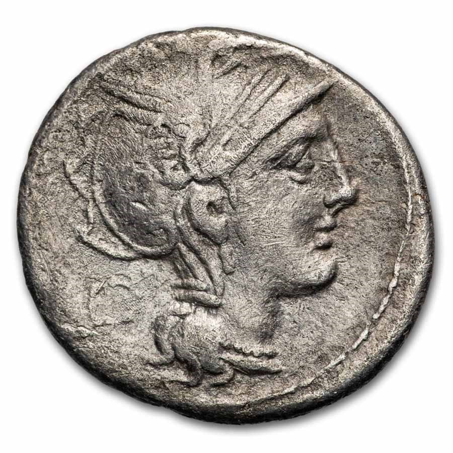 Roman AR Denarius Manc./Pulcher/Urbin. 111-110 BC XF (Cr-299/1a)