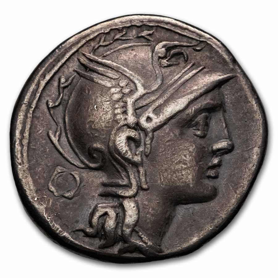 Roman AR Denarius Manc./Pulcher/Urbin. 111-110 BC XF (Cr-299/1b)