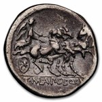 Roman AR Denarius Manc./Pulcher/Urbin. 111-110 BC XF (Cr-299/1b)