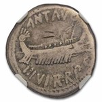 Roman AR Denarius Marc Antony Leg. VII (32-31 BC) VG NGC (Brush.)