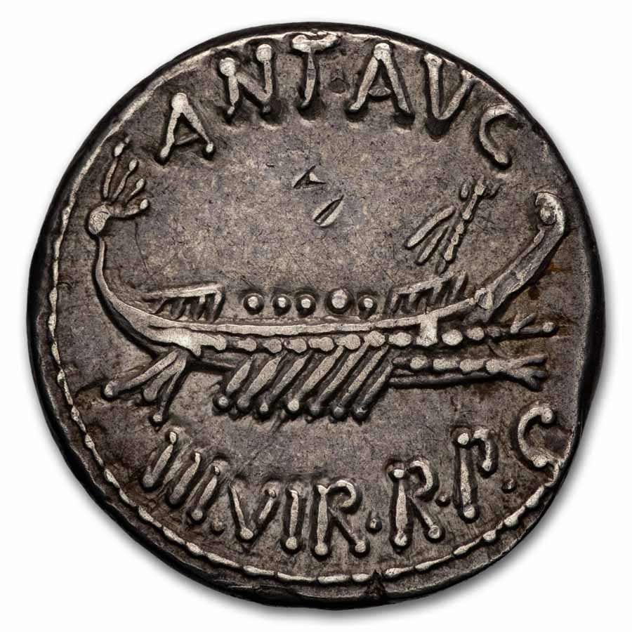 Roman AR Denarius Marc Antony Legion II (32-31 BC) XF (Toned)