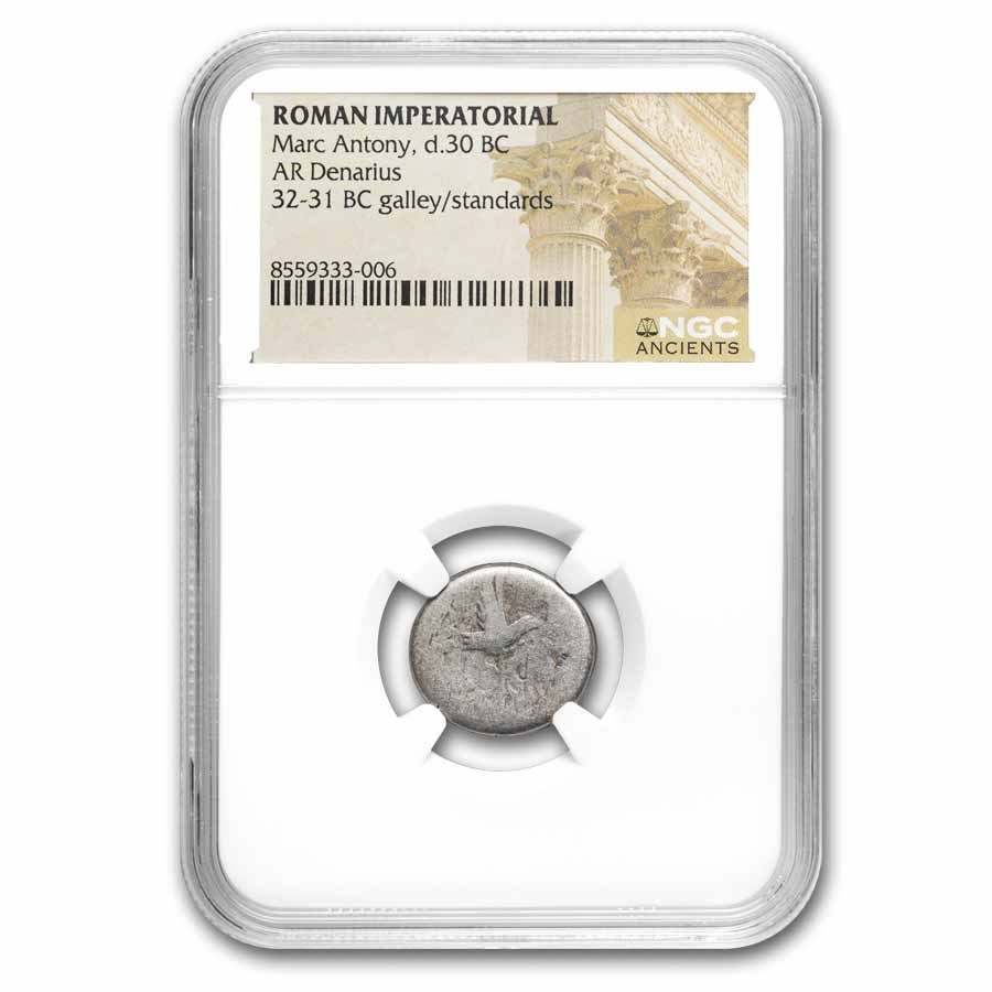 Roman AR Denarius Marc Antony Legionary (30 BC) NGC (Random)