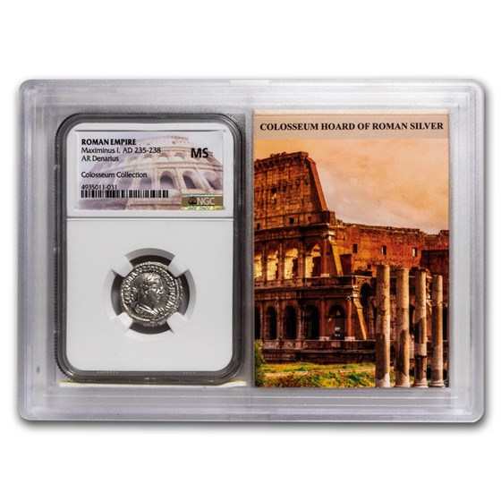 Roman AR Denarius Maximinus I MS NGC (Colosseum Hoard Vault) Roman AR Denarius Maximinus I MS NGC (Colosseum Hoard Vault)