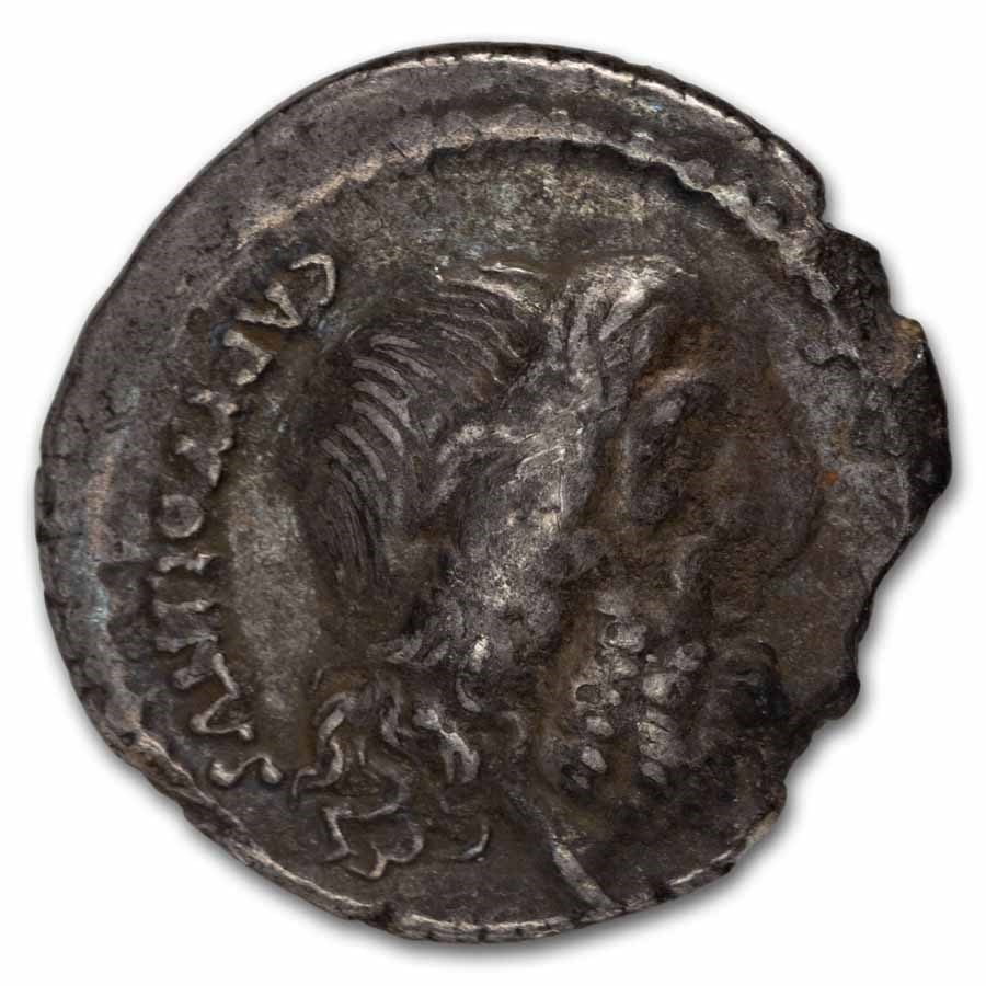 Roman AR Denarius Petillius Capitolinus (43 BC) VF (Cr-487/2a)