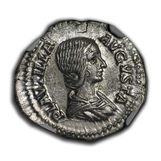 Roman AR Denarius Plautilla (202-205 AD) Venus w/Cupid AU NGC Roman AR Denarius Plautilla (202-205 AD) Venus w/Cupid AU NGC