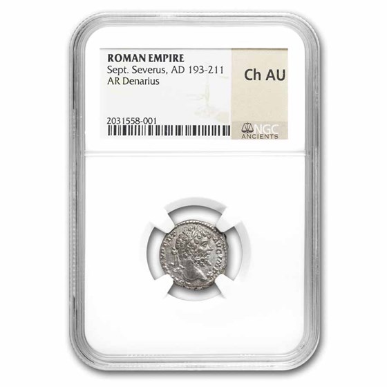 Roman AR Denarius Septimius Severus (193-211 AD) Ch AU NGC